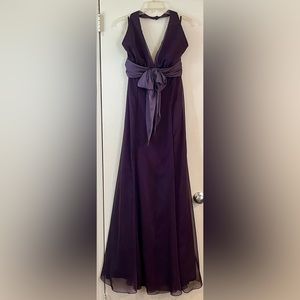 NWT! Watters & Watters Purple Halter Dress With Lavender Sash & Bow Women Size 8